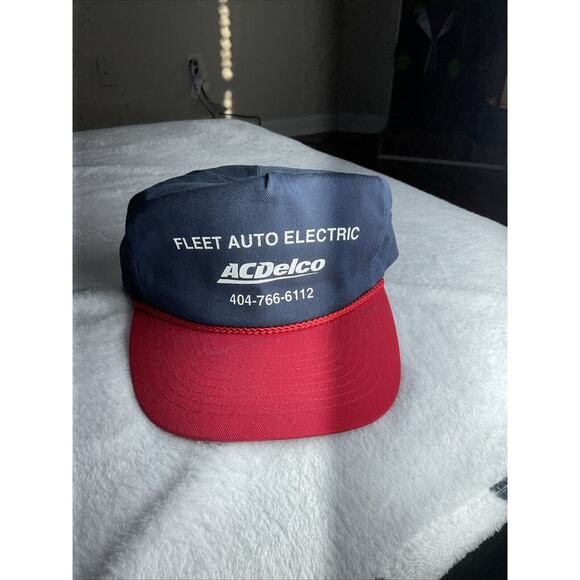Vintage AC Delco Fleet Auto Electric Snapback Hat Cap Rope Atlanta Blue Red - Picture 1 of 8